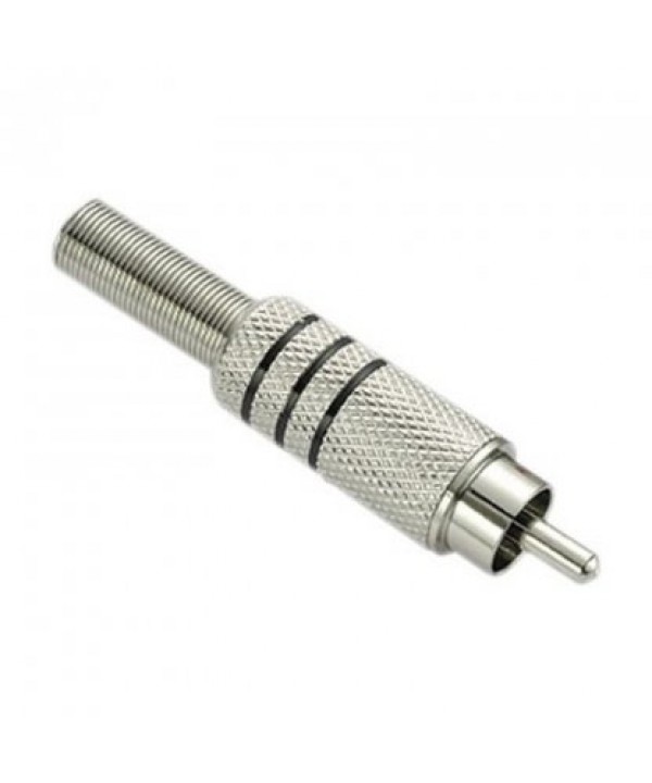 Plug RCA macho niquelado com mola - Preto